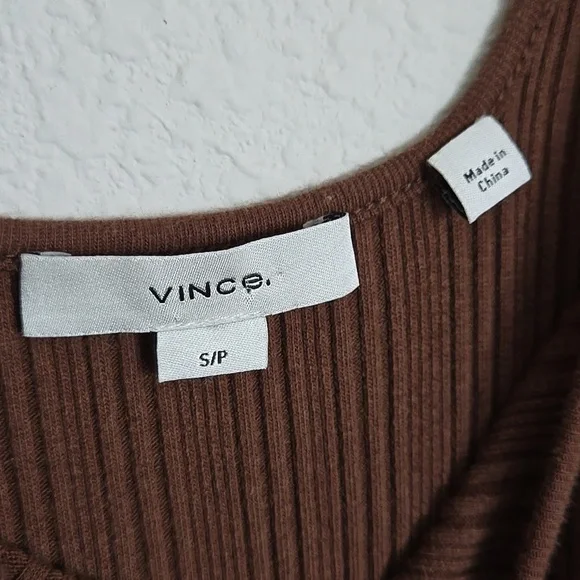 Vince Rib Sweetheart-Neck Camisole Dress Sleeveless A-line Hazelnut Brown S - Picture 7 of 10